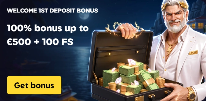 ZeuzBet Casino welcome bonus banner: 100% up to €500 + 100 FS