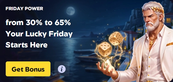 ZeuzBet Casino Friday Power bonus banner with up to 65% offer