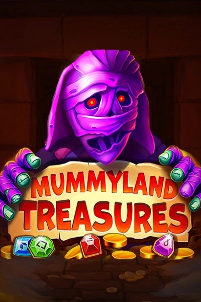 Mummyland Treasures slot game with purple mummy character and gold coins